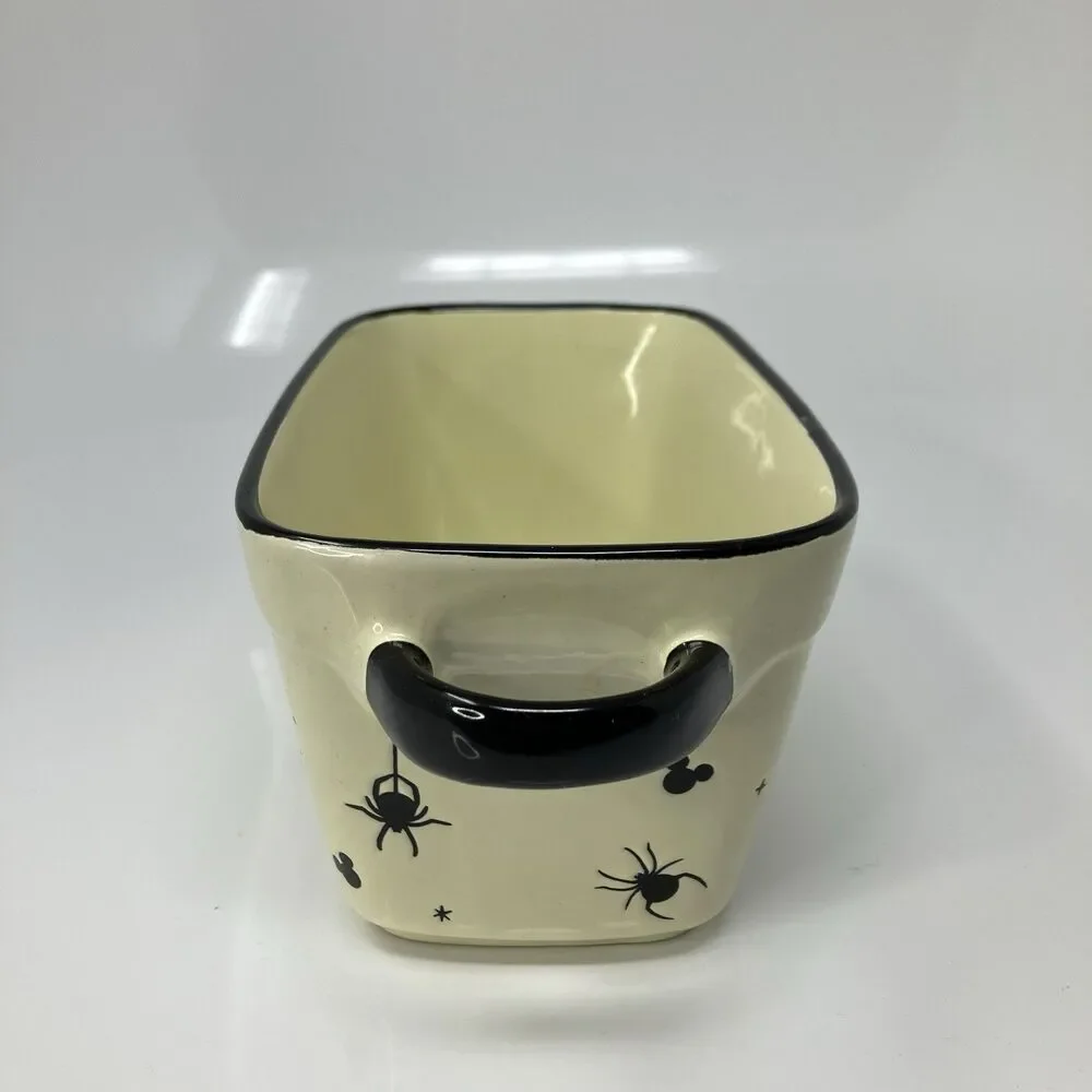 Disney Baking Dish Cream Ceramic Mickey Halloween Spider Web Meatloaf/Bread